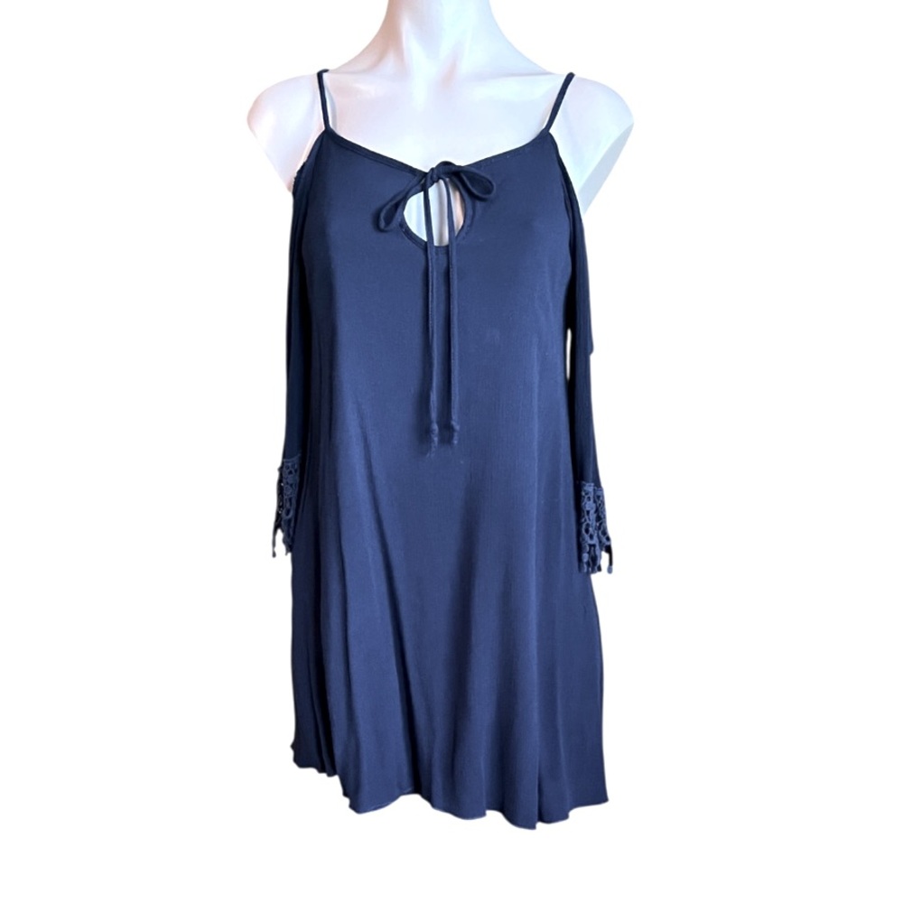 Charlotte Russe Blue Tie Front Babydoll Mini Dress Women’s S EUC